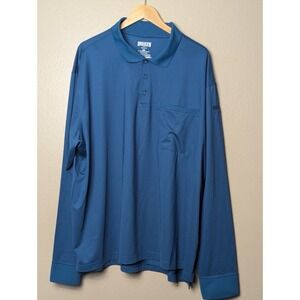 Duluth Trading Long Sleeve Polo Shirt 3XL Blue Stretch Performance Mens